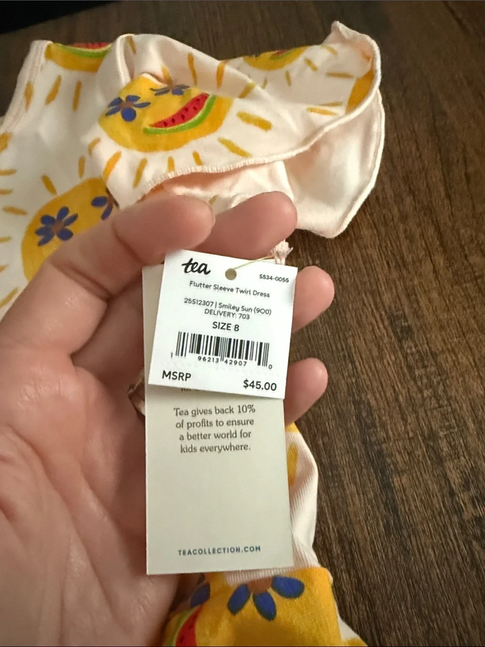 Tea Collection Yellow Sunprint Flutter Sleeve Dress